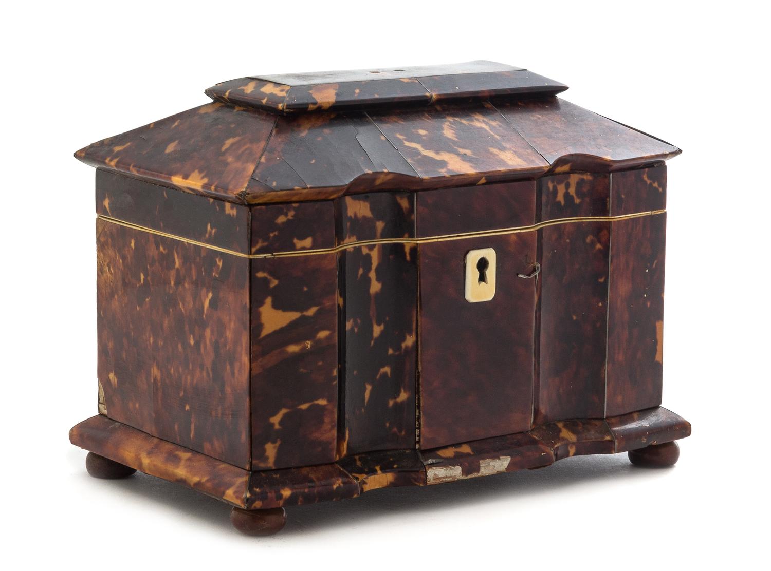 A Regency Tortoise Shell Tea Caddy Width 7 1/2 inches. — 19TH CENTURY