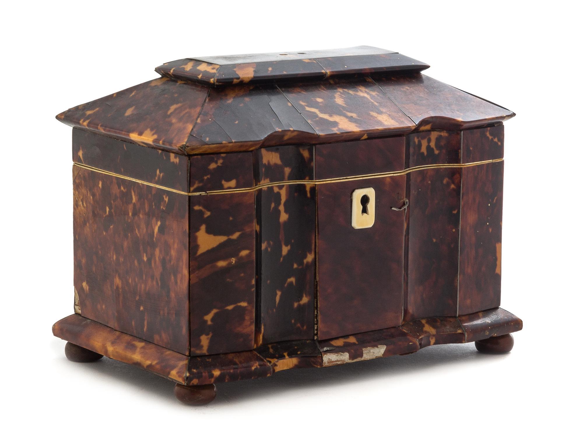 A Regency Tortoise Shell Tea Caddy Width 7 1/2 inches. — 19TH CENTURY