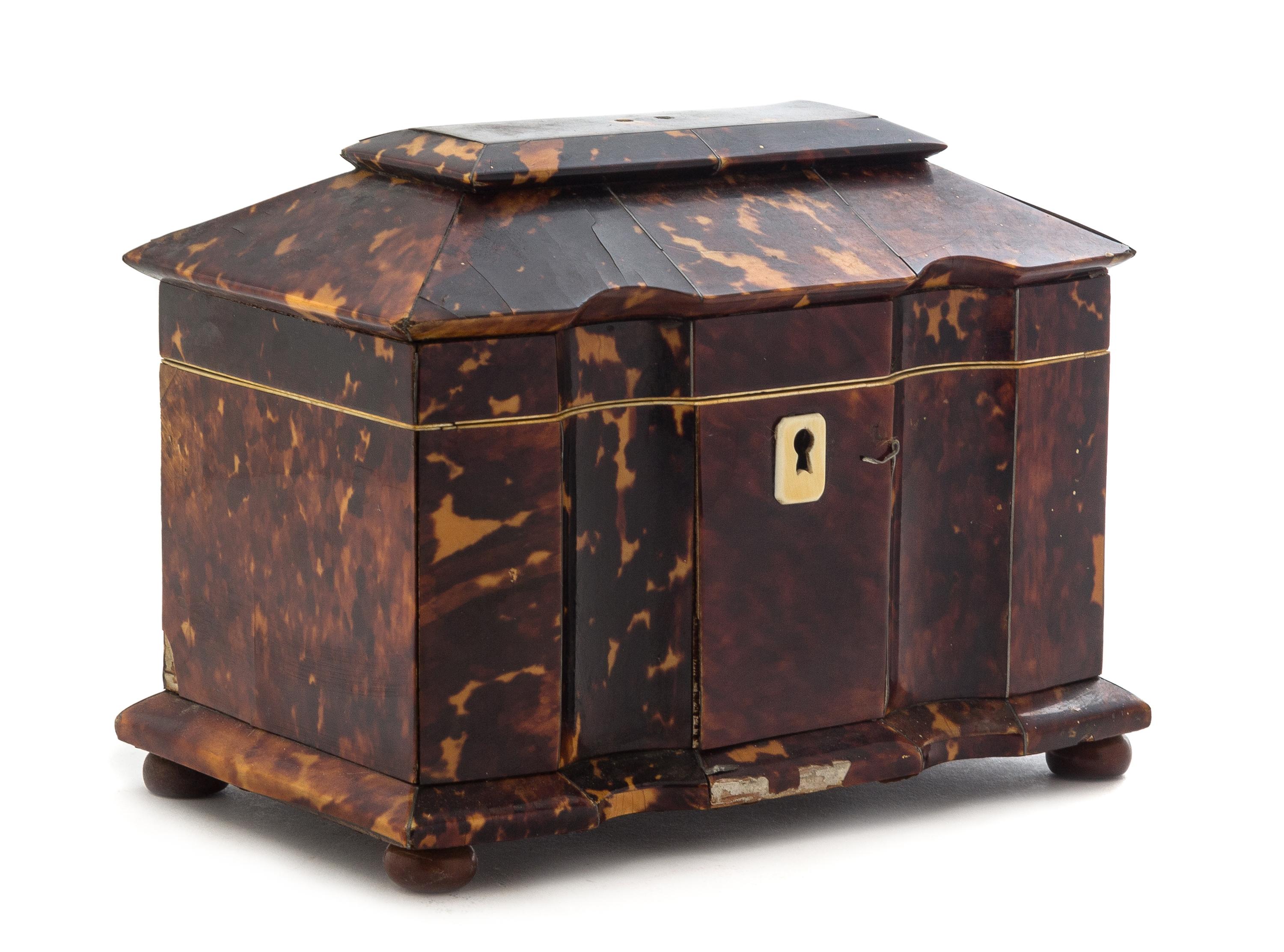 A Regency Tortoise Shell Tea Caddy Width 7 1/2 inches. — 19TH CENTURY
