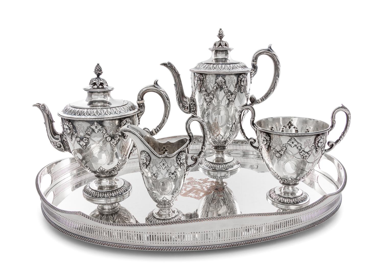 A Victorian Silver Tea and Coffee Service, John, Edward, Walter & John Barnard, London, 1872, comprising a coffee pot, a teapot, a crea