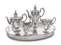 A Victorian Silver Tea and Coffee Service, John, Edward, Walter & John Barnard, London, 1872, comprising a coffee pot, a teapot, a crea