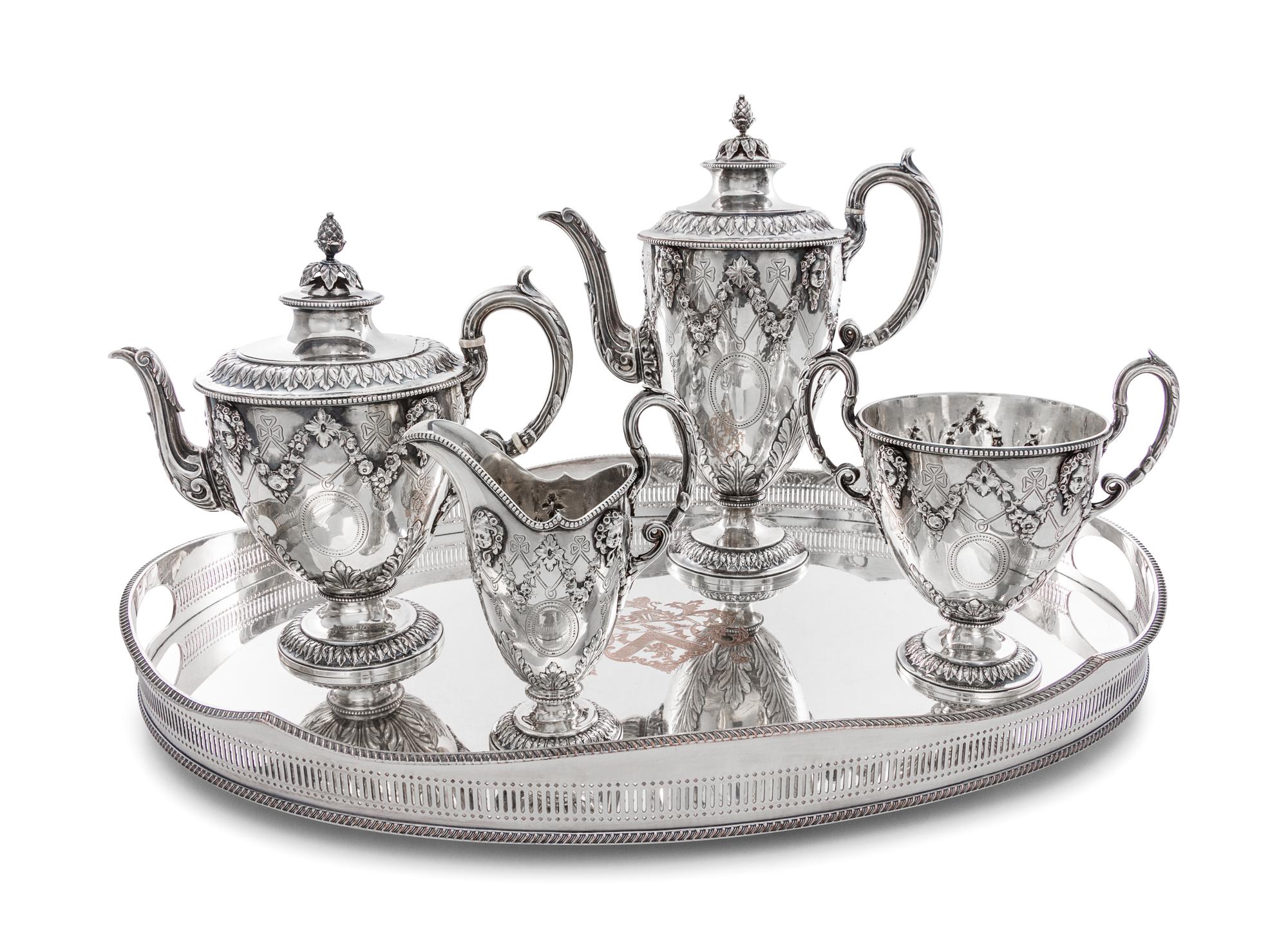A Victorian Silver Tea and Coffee Service, John, Edward, Walter & John Barnard, London, 1872, comprising a coffee pot, a teapot, a crea