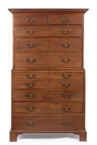 A George III Mahogany Secretary Chest on Chest Height 76 x width 42 x depth 21 3/4 inches. — LATE 18TH CENTURY