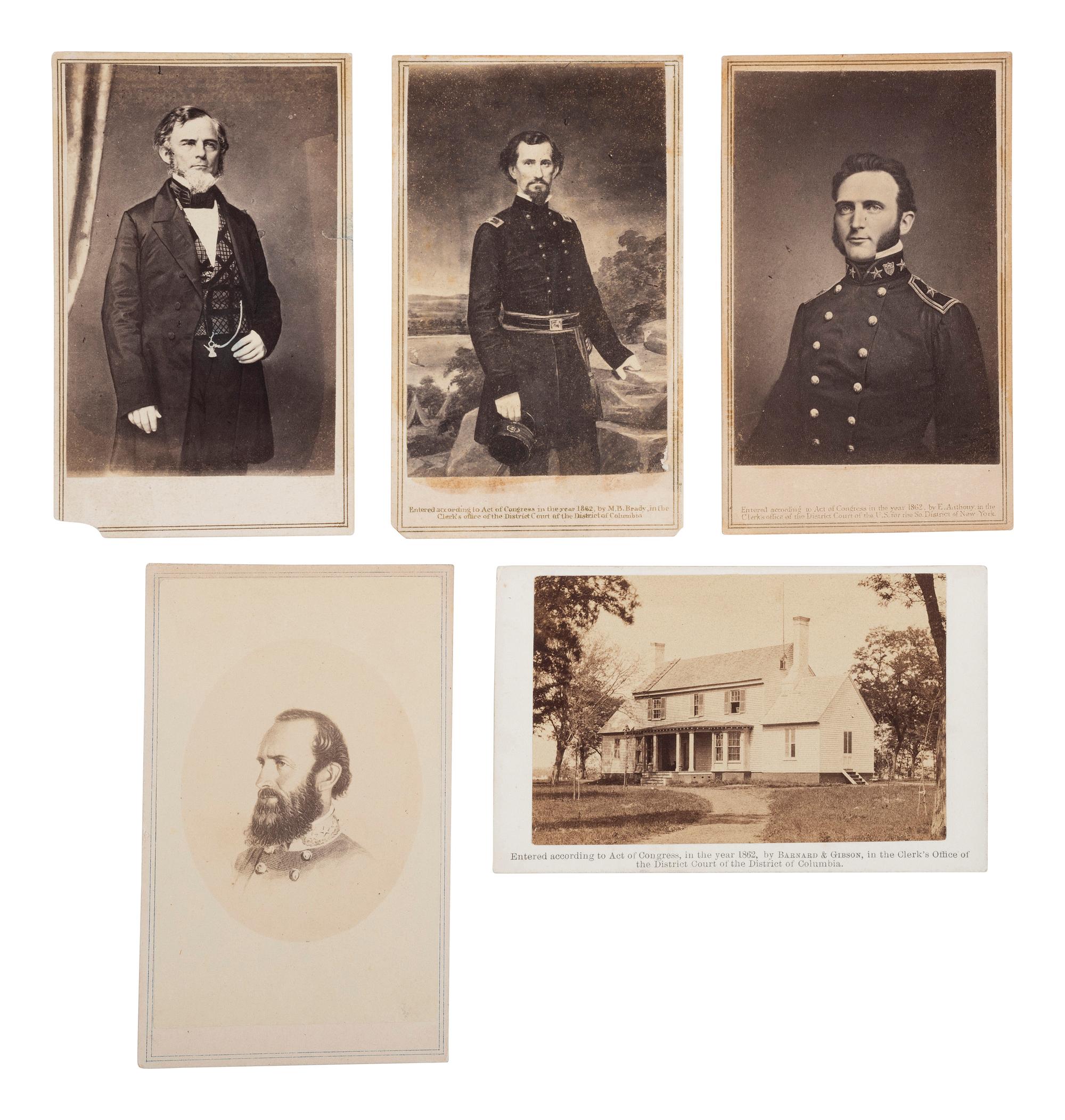 [CIVIL WAR - THE CONFEDERACY]. A group of 10 CDVs, incl. CSA Generals JACKSON, ZOLLICOFFER, CLINGMAN, PILLOW, HILL, and BEAUREGARD.
