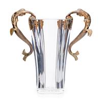 An Erté for Baccarat Gilt Bronze Mounted Glass Sea Maidens Vase