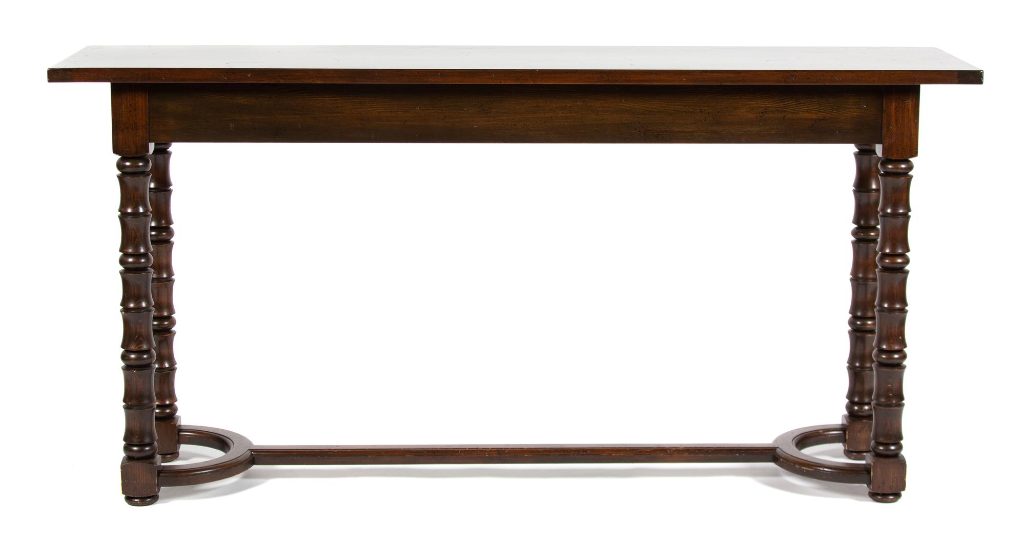 A Contemporary Stained Mahogany Console Table Height 31 1/2 x width 63 x depth 15 3/4 inches. — 20TH CENTURY