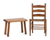Chester Cornett (Kentucky, 1912-1981), A Mixed Woods Chair and Window Bench