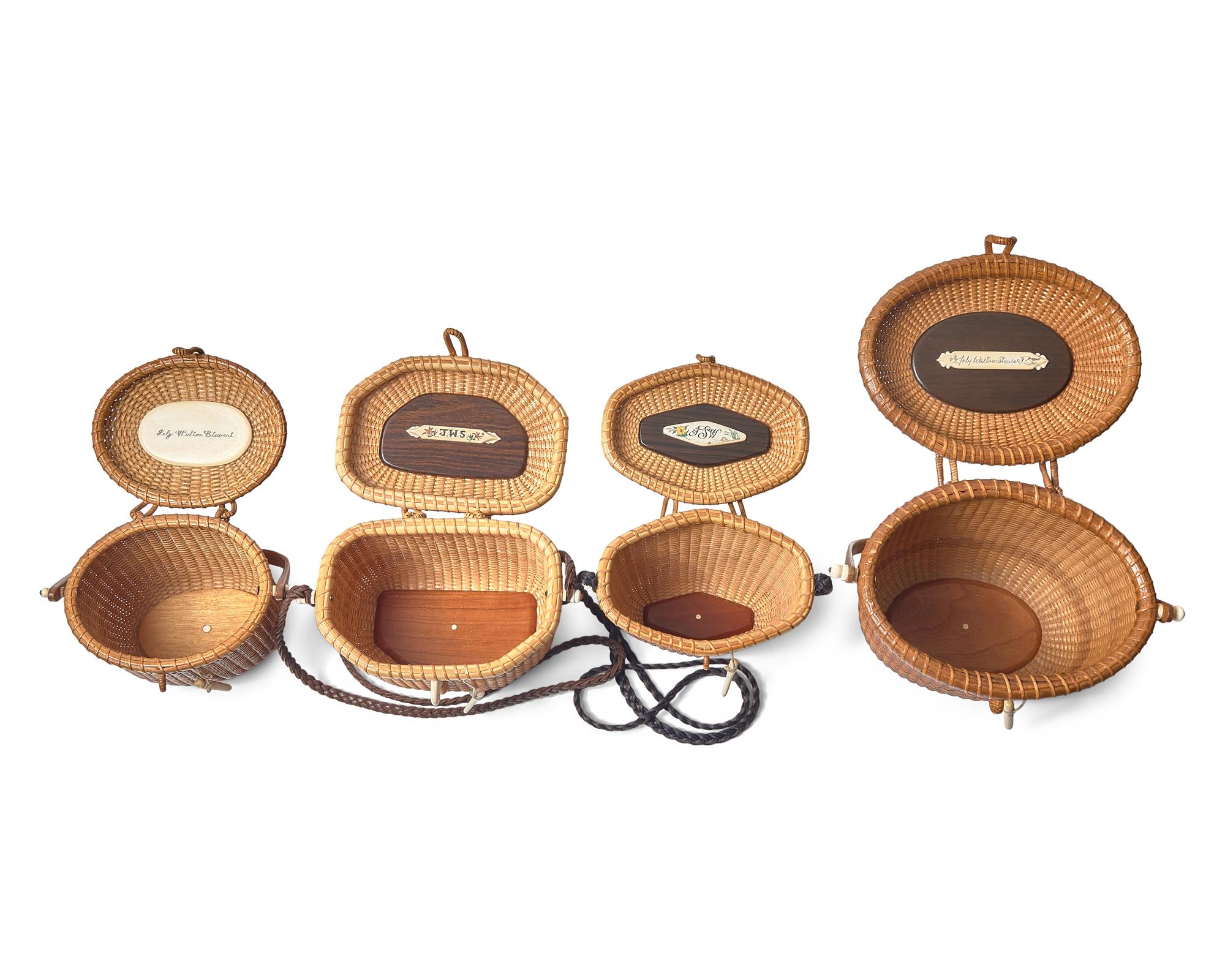 A Collection of Five Nantucket Lightship Purse Baskets, Various Makers, Dates Ranging 1963-2006