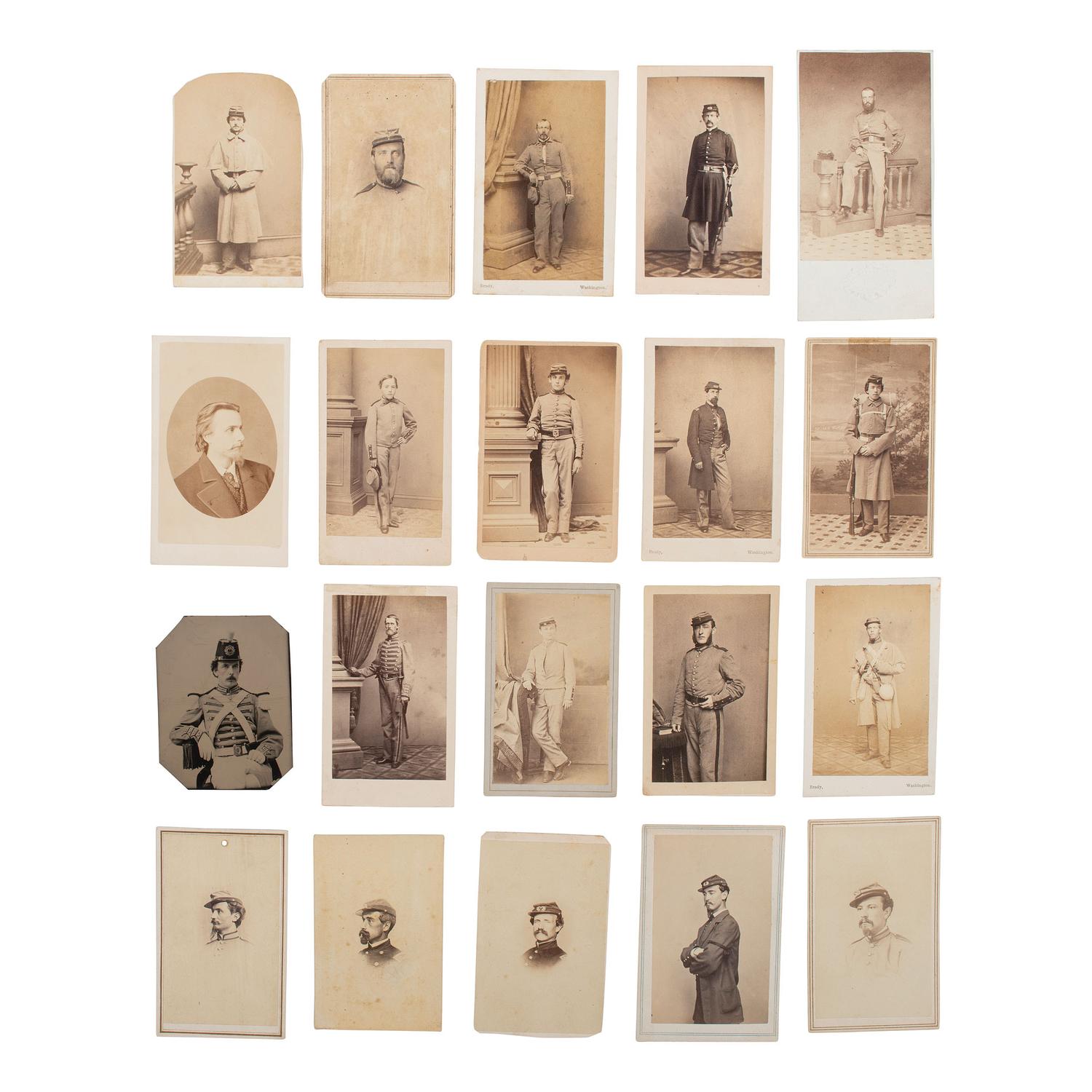 [Civil War] Group of 28 Carte de Visites and Tintype of the 7th New York State Militia