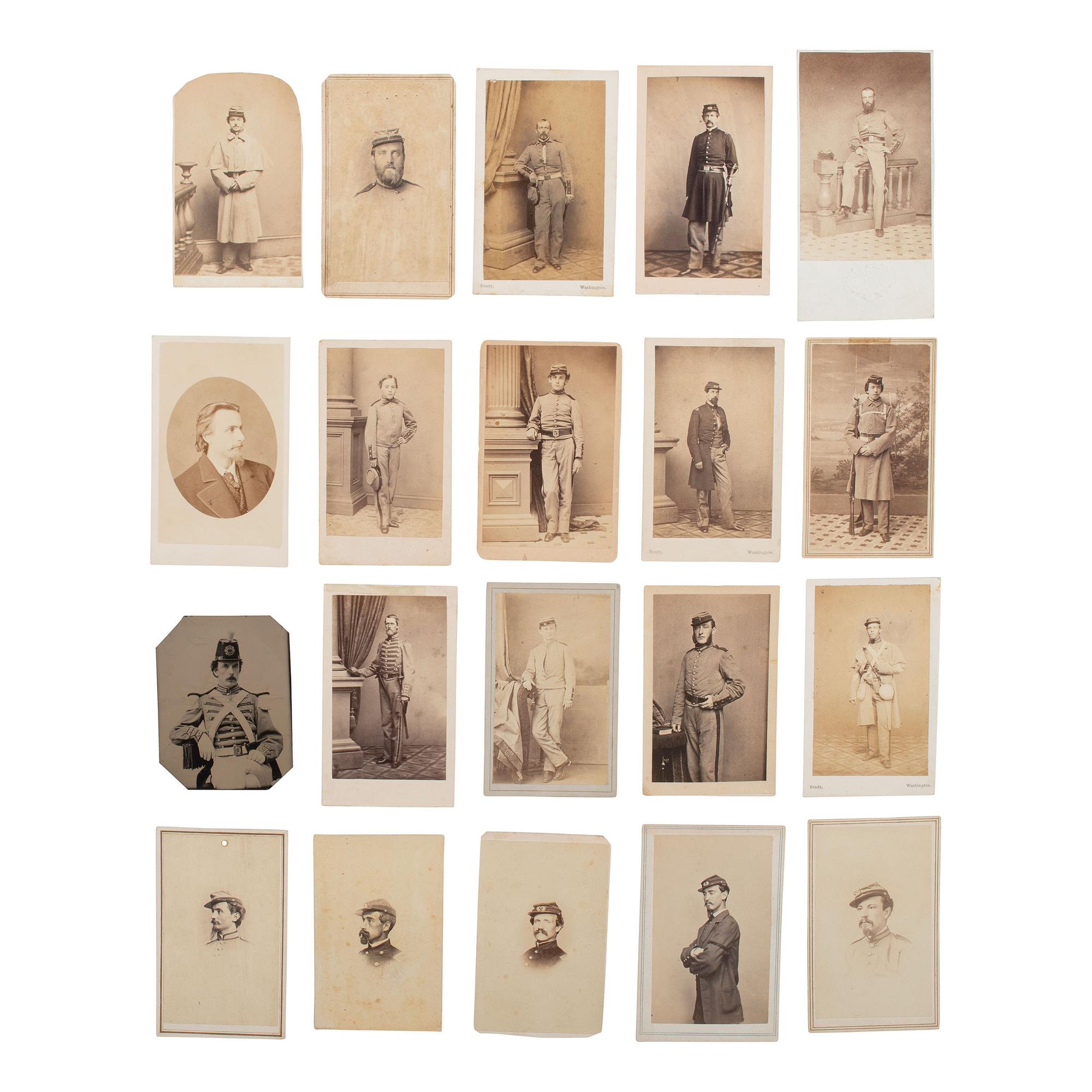 [Civil War] Group of 28 Carte de Visites and Tintype of the 7th New York State Militia