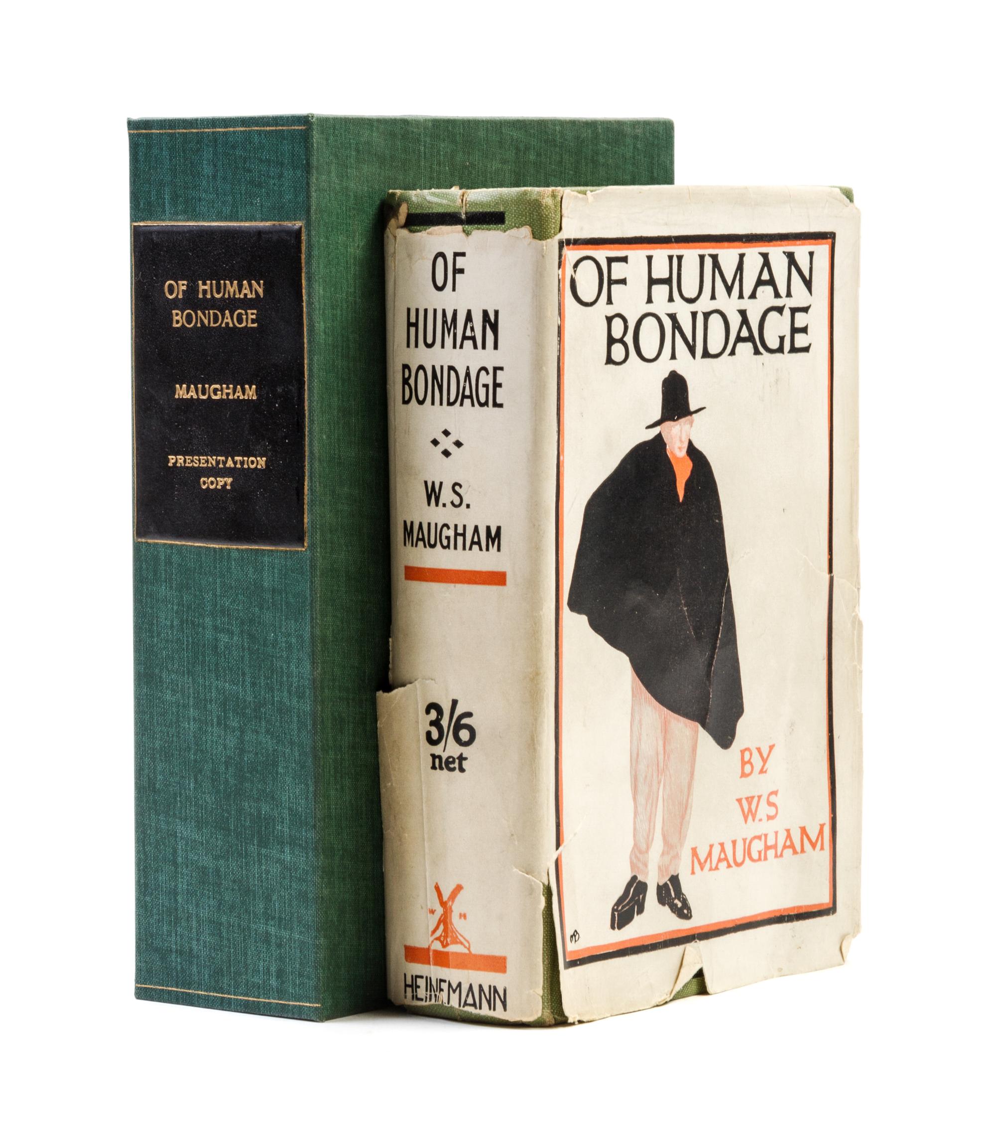 MAUGHAM, W. SOMERSET. Of Human Bondage. London, 1892. Library edition, original dust jacket. Inscribed and signed by Maugham.