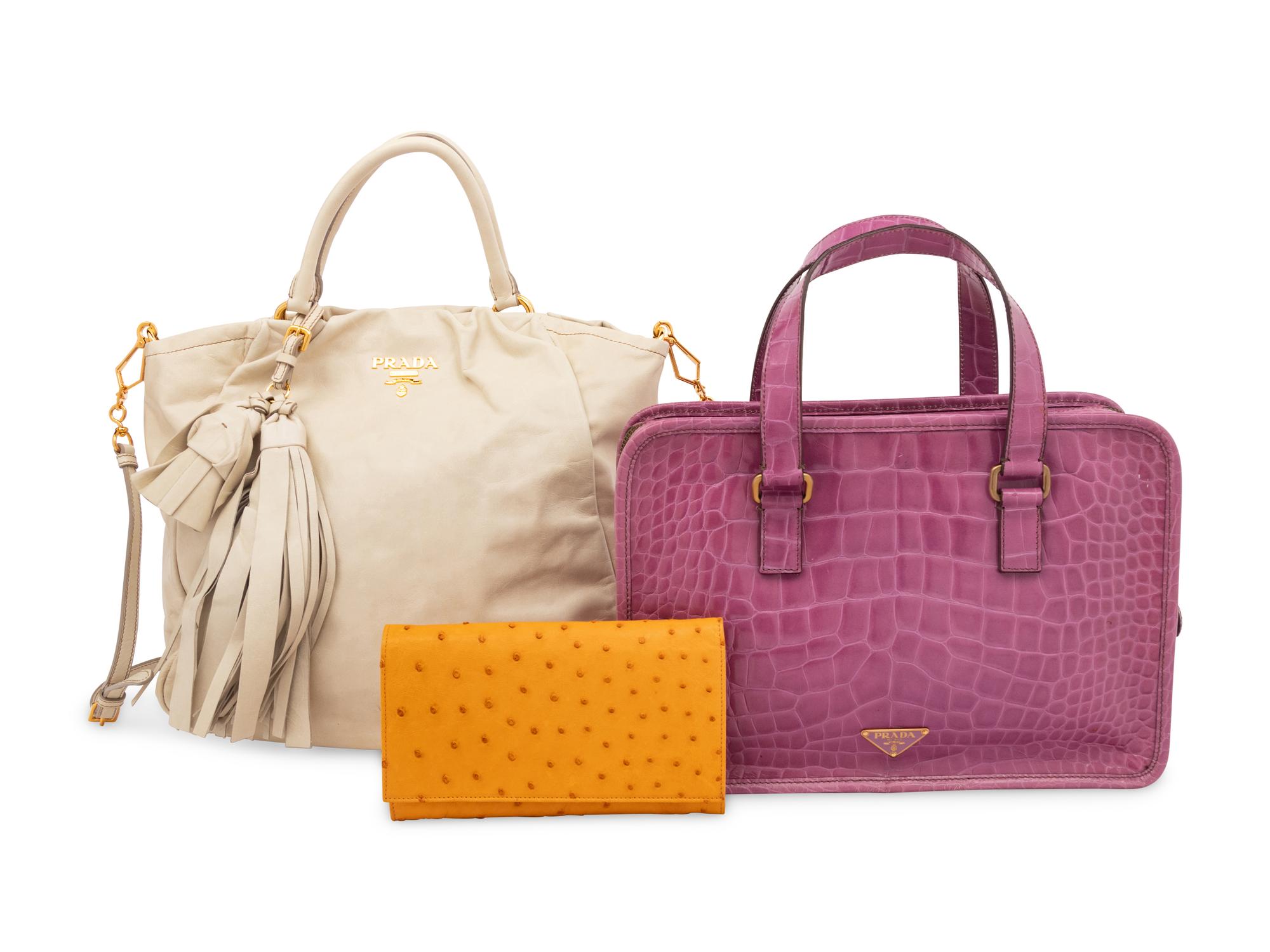 Three Prada Leather & Exotic Skin Pieces