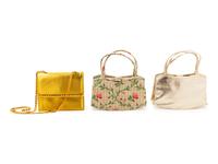 Two Manolo Blahnik Bags and A Fred Hayman Gold Bag,