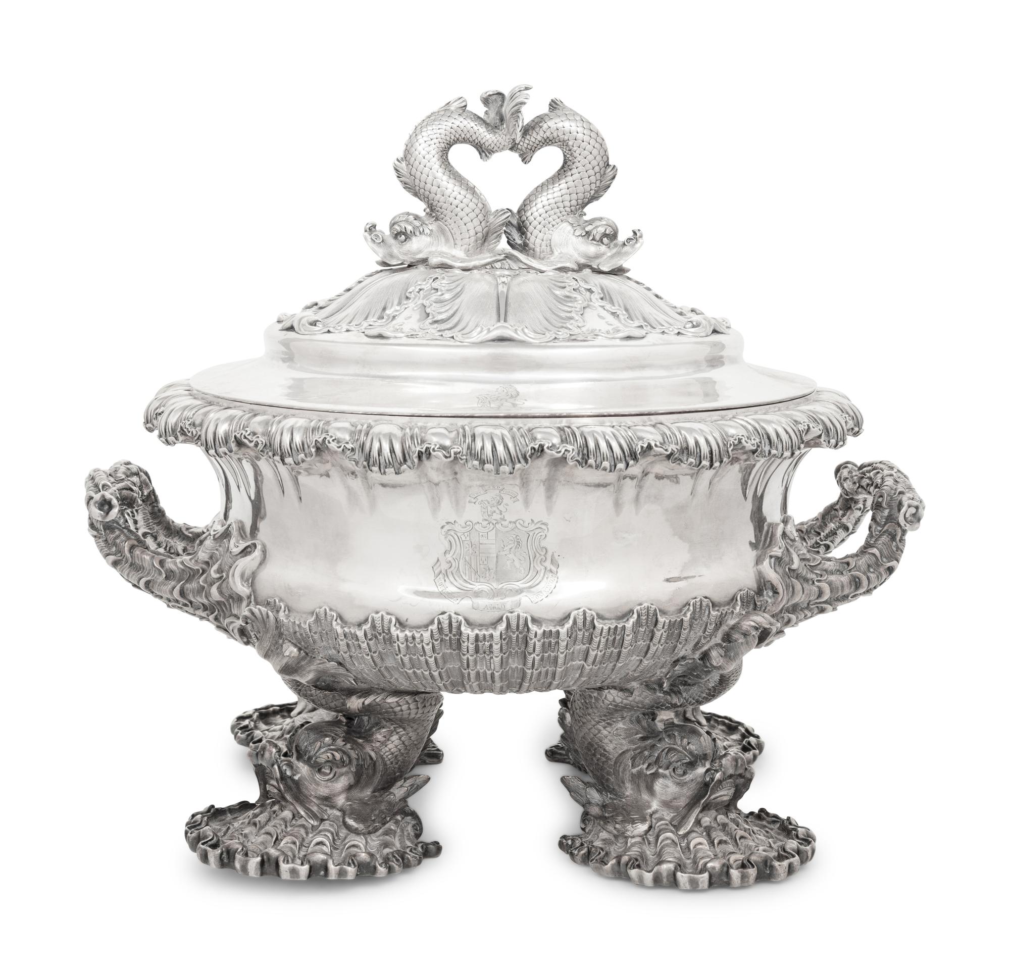 A Paul Storr Silver Sea-Themed Tureen and Cover
