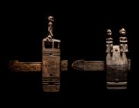 Two Dogon Wood Door Locks with Bolts