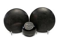Blackware Plates and Bowl, signed Maria Poveka 1956-1965