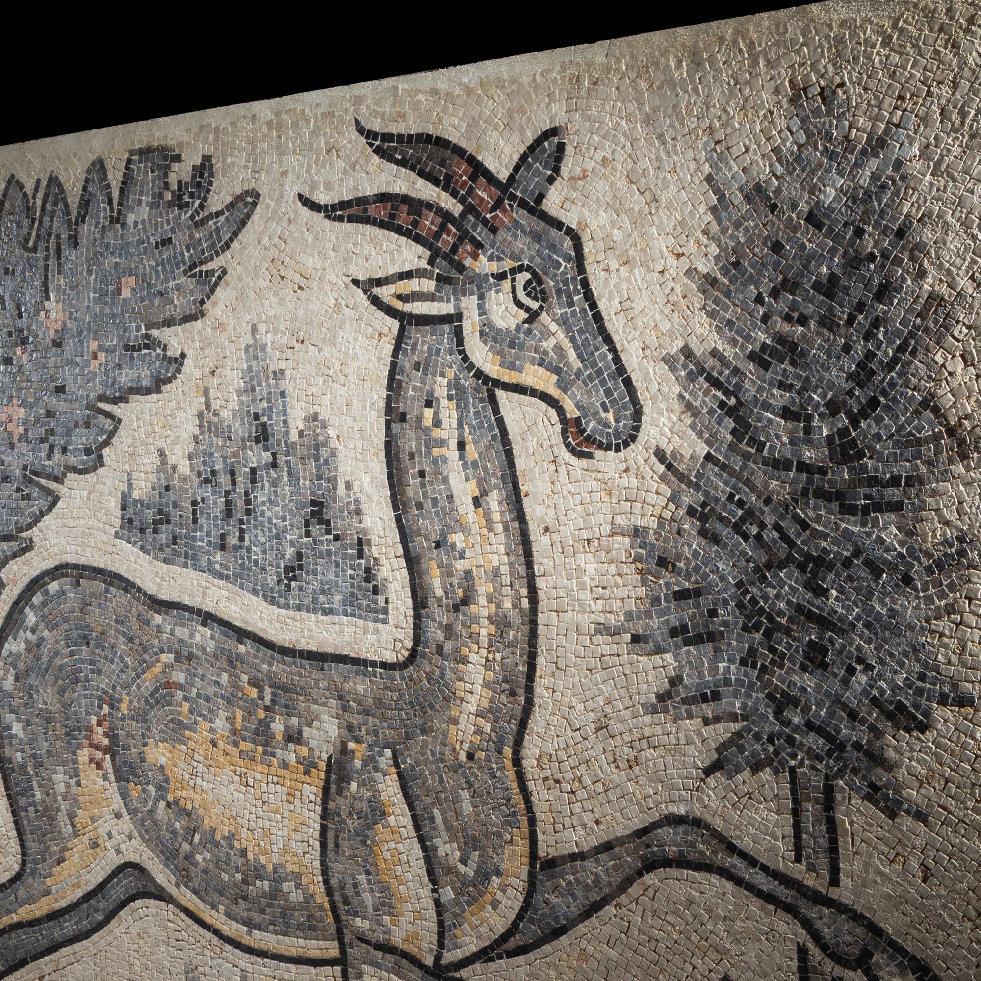 A Late Roman Mosaic Panel with a Leaping Ibex