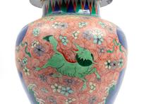 A Wucai Porcelain Jar Height of jar 14 1/ 2 inches. — TRANSITIONAL PERIOD, LIKELY 17TH CENTURY