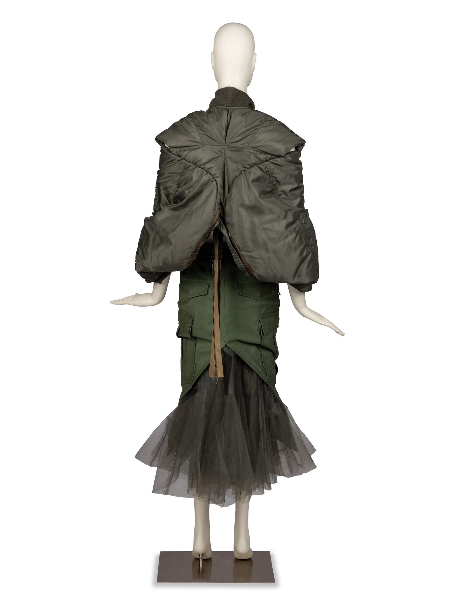 Junya Watanabe for Comme des Garçons Olive Cropped Puffer Jacket and Long Skirt