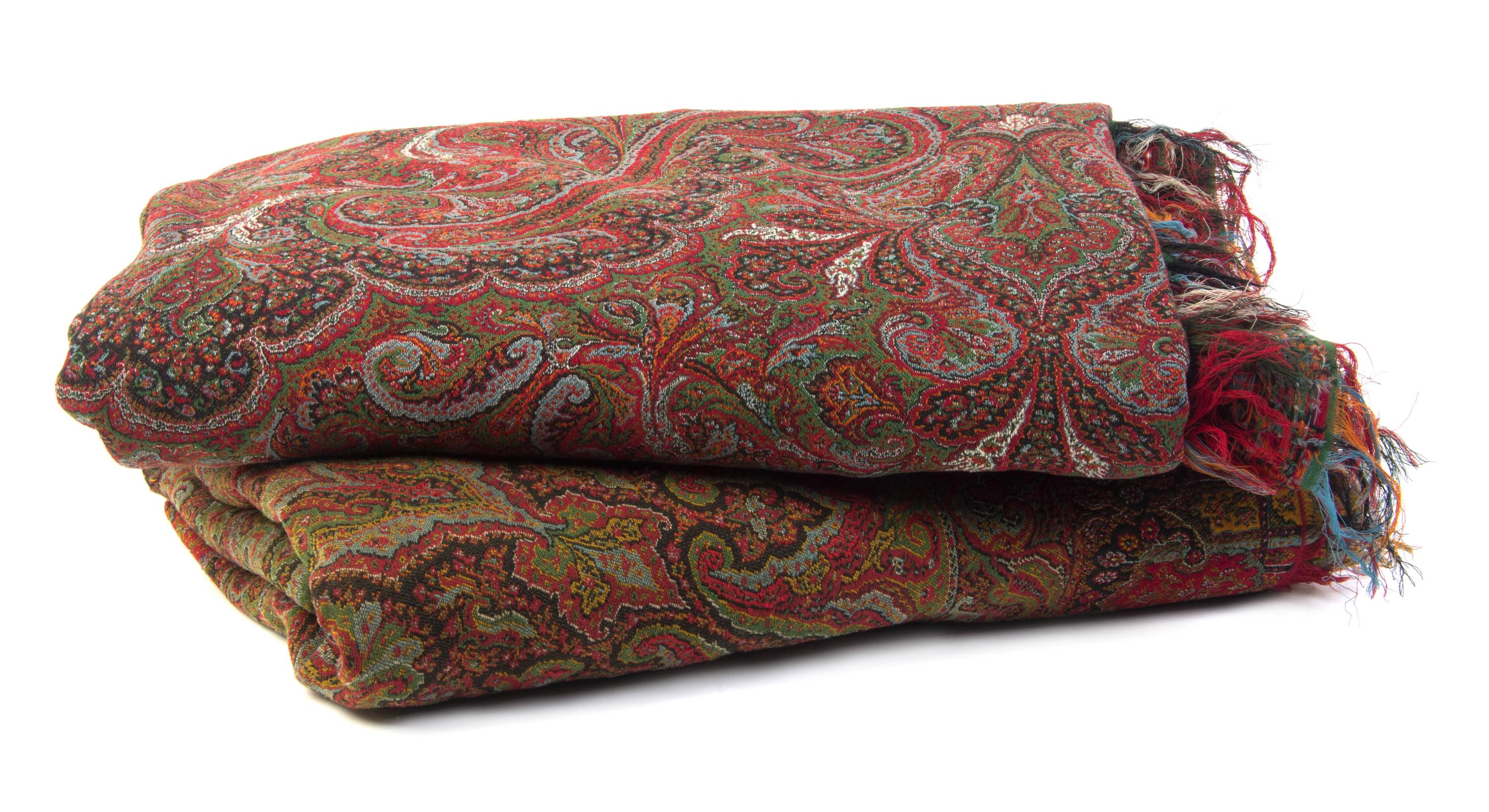 Two Indian Paisley Shawls, Height 66 1/4 x width 66 1/4 inches.