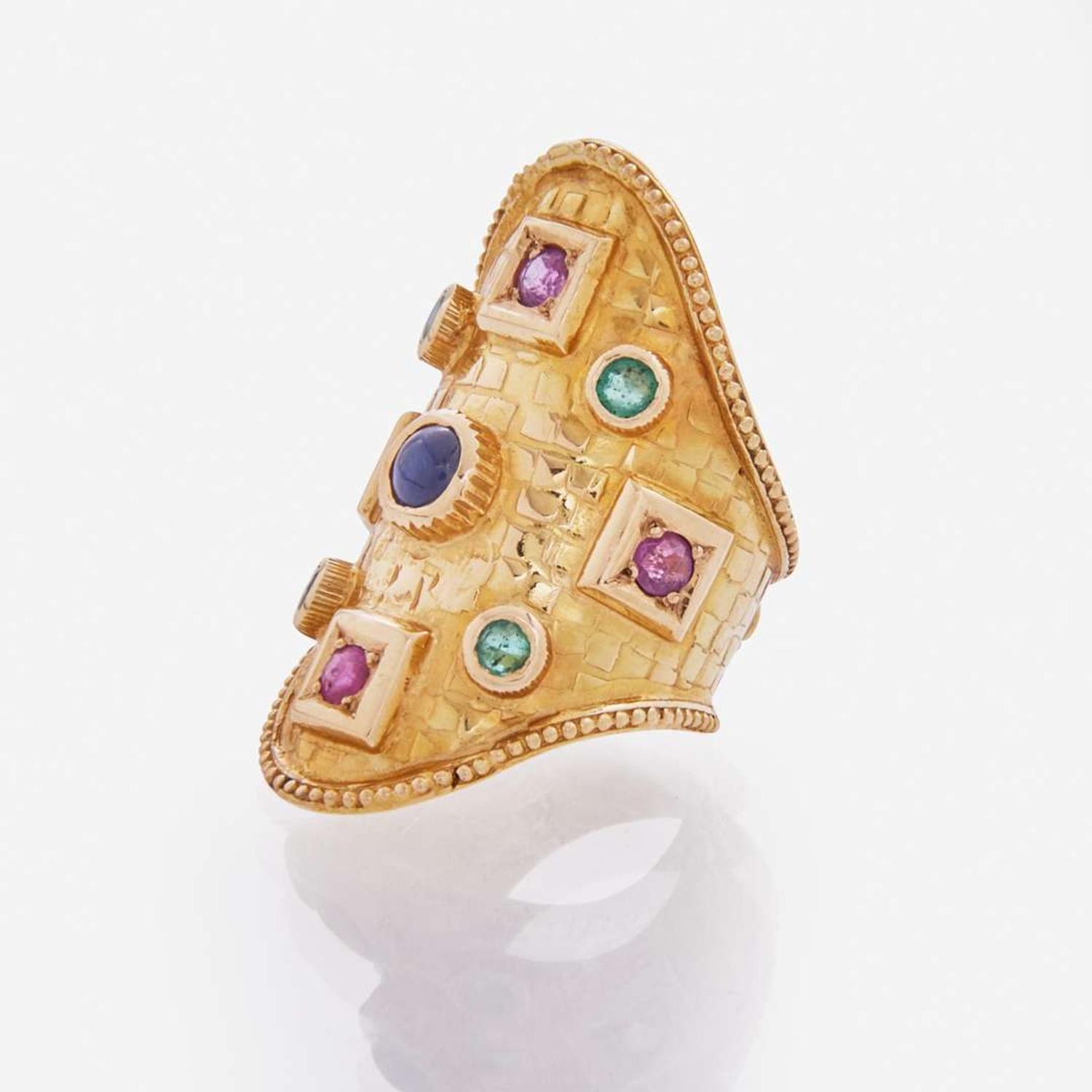 An Ilias Lalounis 18K Yellow Gold and Gemstone Ring