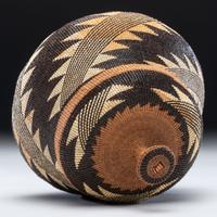 Elizabeth Hickox (Wiyot, 1872-1947) Attributed, Polychrome Lidded Basket