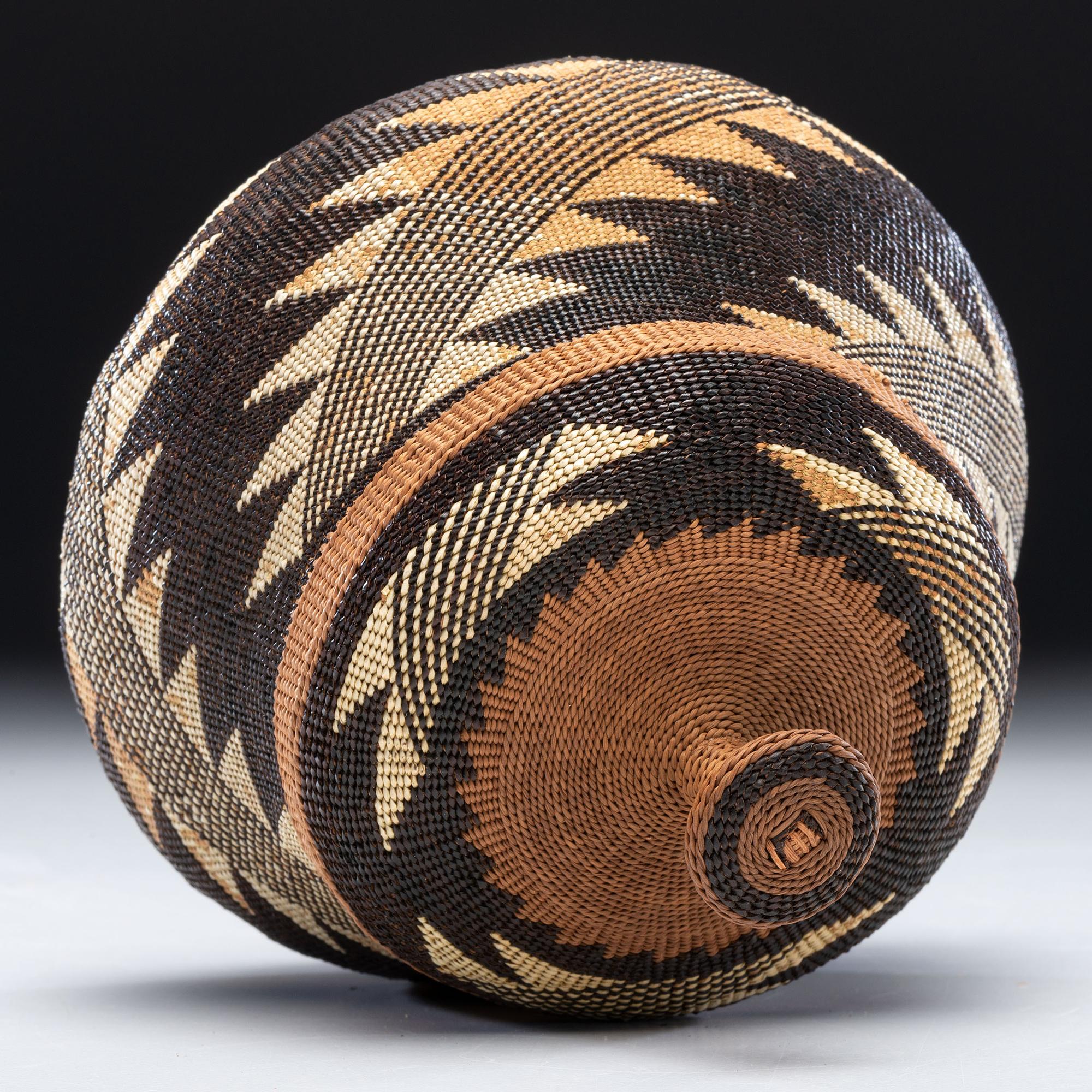 Elizabeth Hickox (Wiyot, 1872-1947) Attributed, Polychrome Lidded Basket