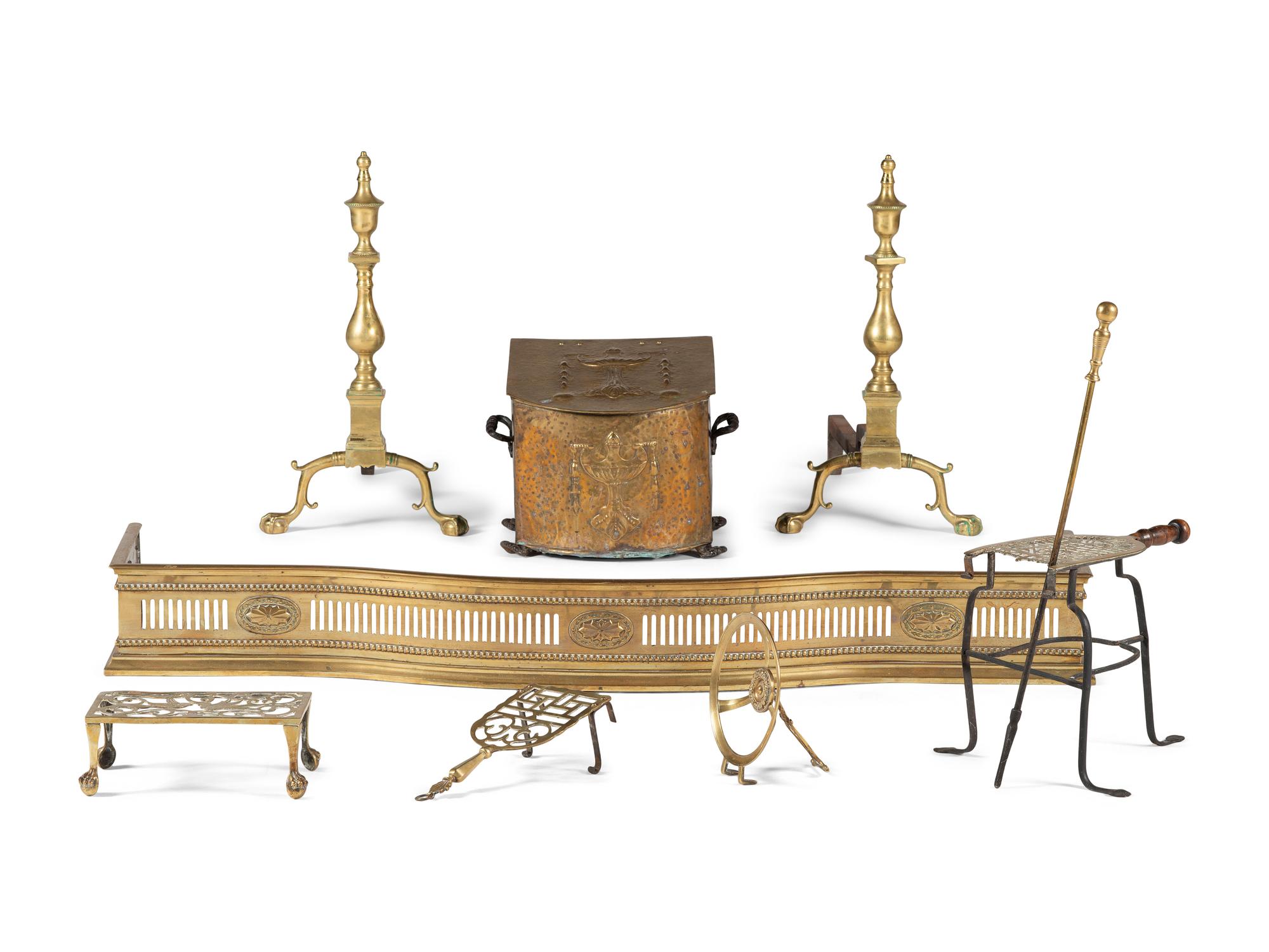 A Group of Brass Fireplace Articles