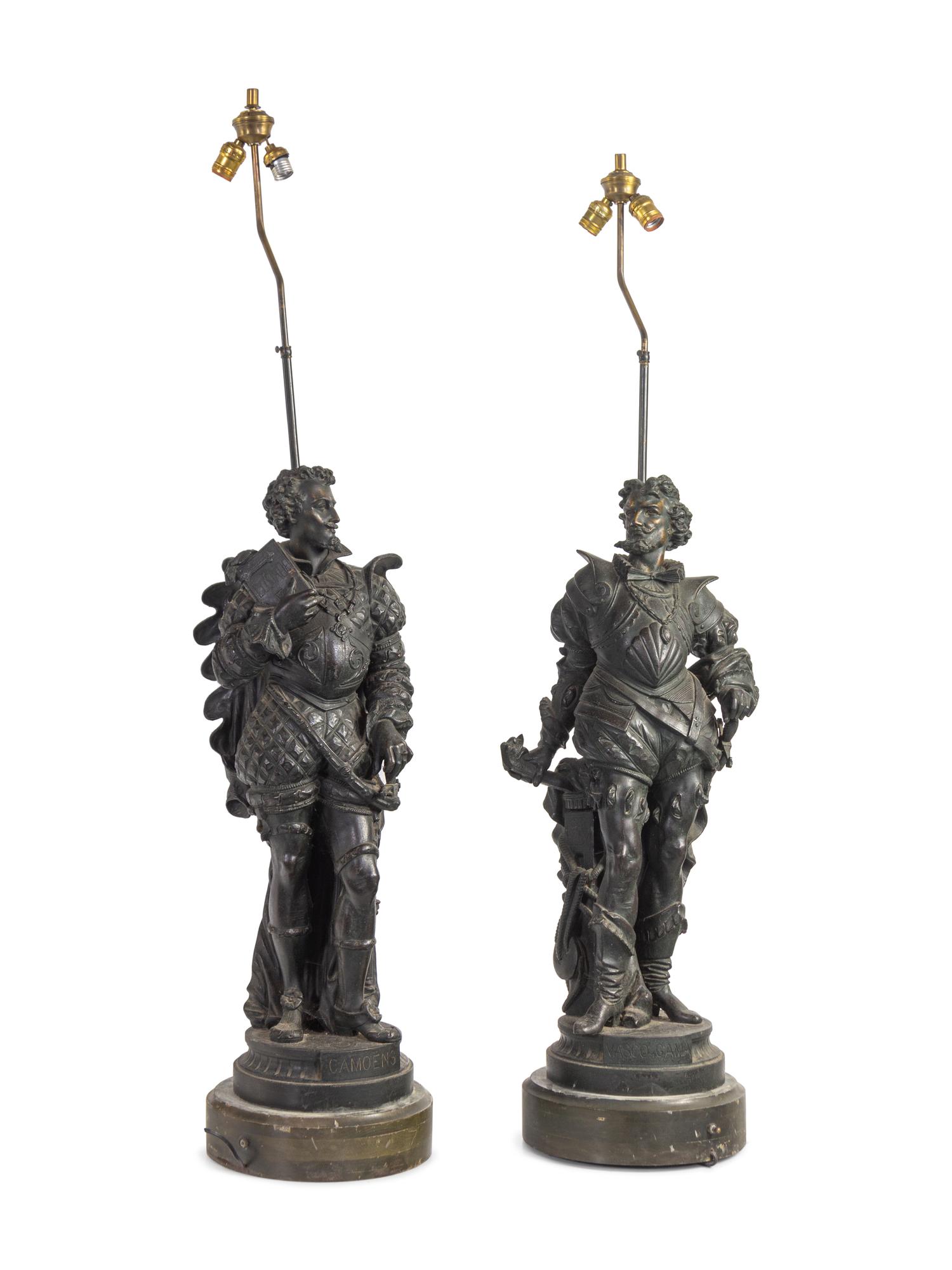 A Pair of Continental Cast Metal Figures of Warriors