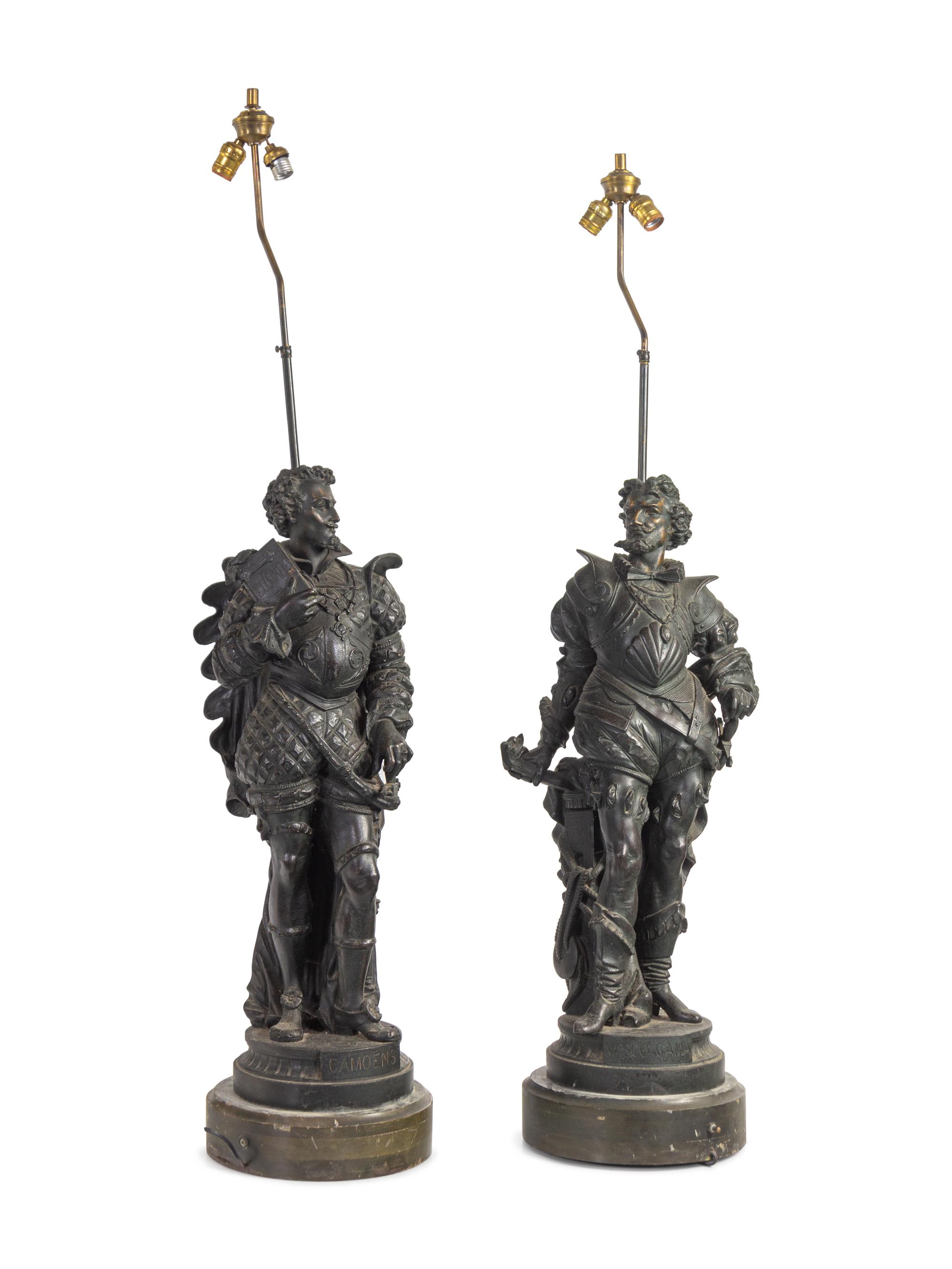A Pair of Continental Cast Metal Figures of Warriors