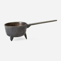 An English Bronze Skillet, Inscribed 'Wages of Sin is Death' 18th century