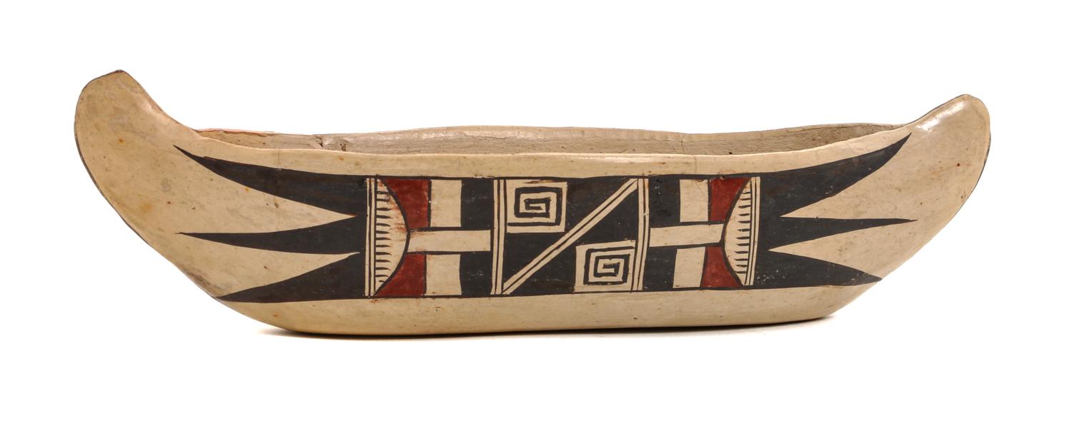 A Hopi Polychrome Canoe, Nampeyo Family Length 10 inches.