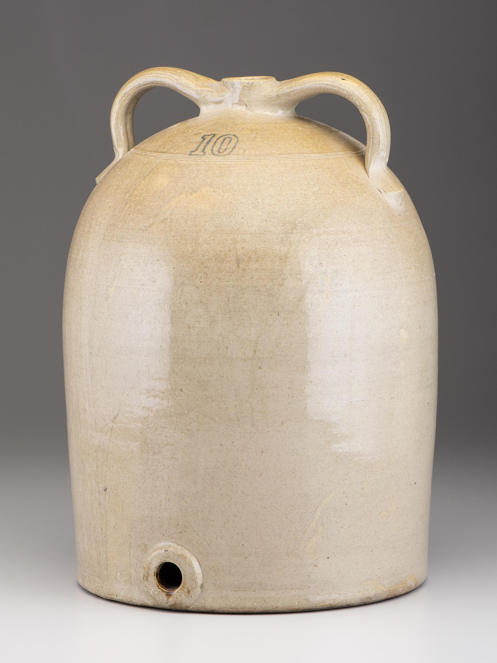 A Ten-Gallon Twin-Handled Stoneware Cooler