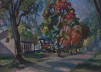 Arthur Clifton Goodwin, (American, 1864-1929), Village with Fall Colors