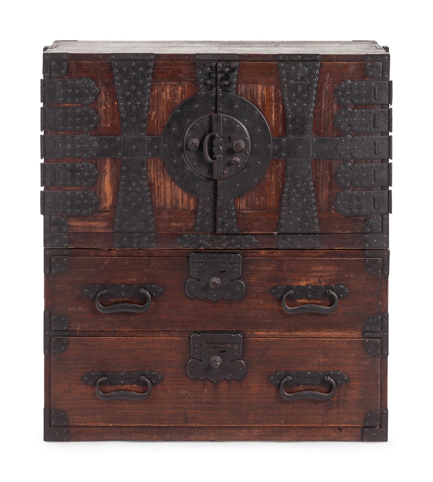 A Korean Iron-Mounted Wood Cabinet