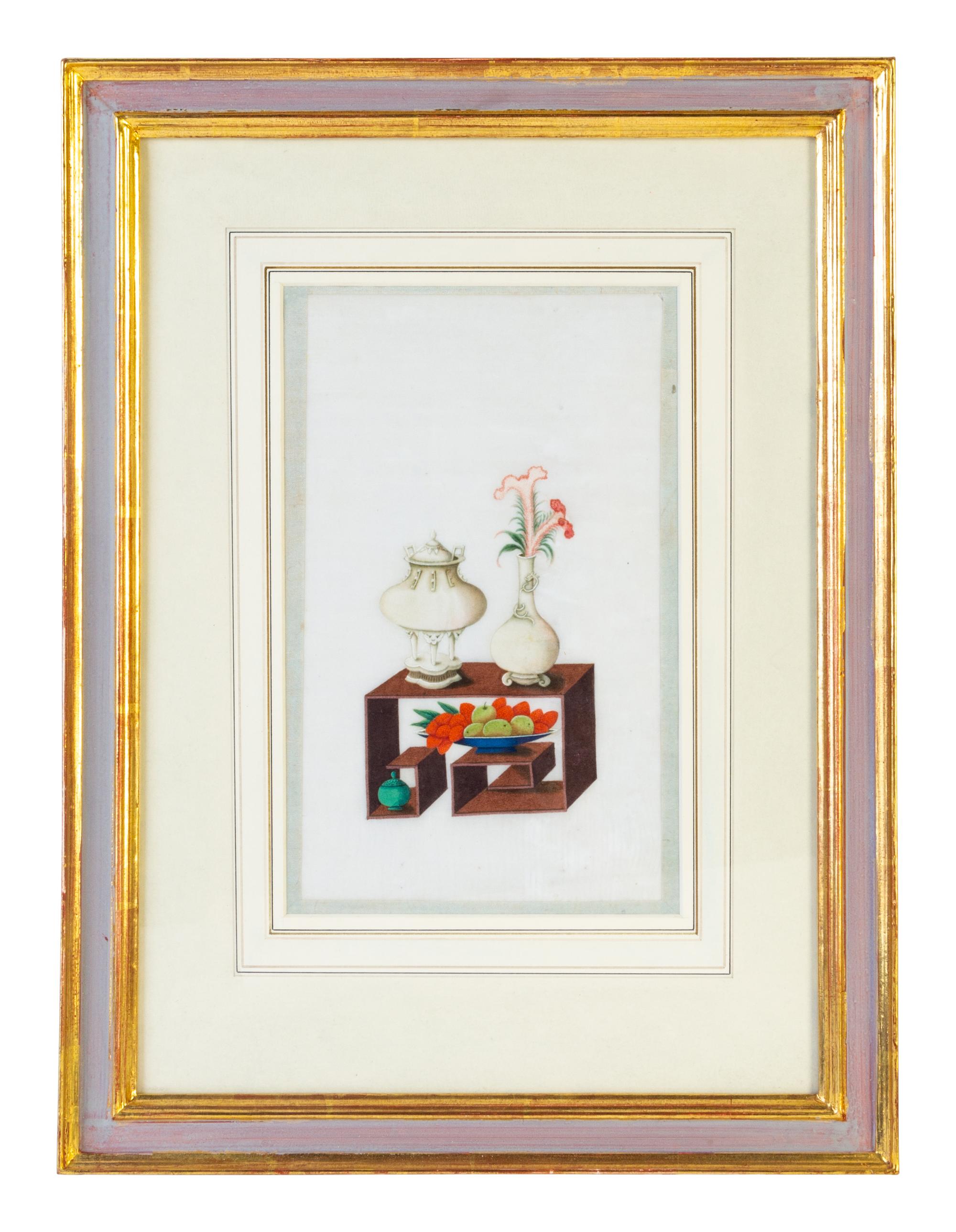 Twelve Chinese Export Painted Pith Paper Scholarly Scenes