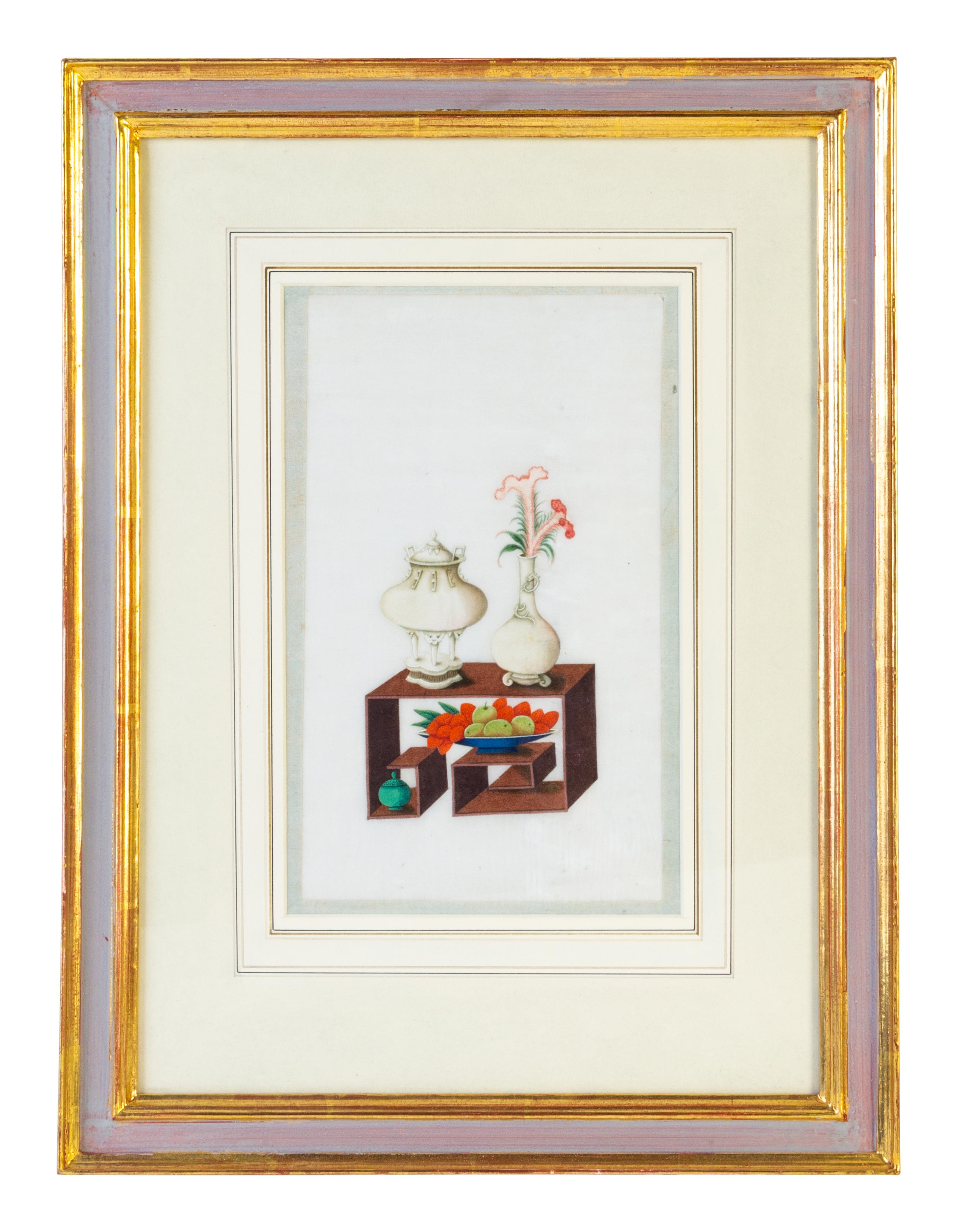 Twelve Chinese Export Painted Pith Paper Scholarly Scenes