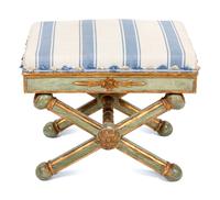 A North Italian Neoclassical Painted and Parcel-Gilt Stool