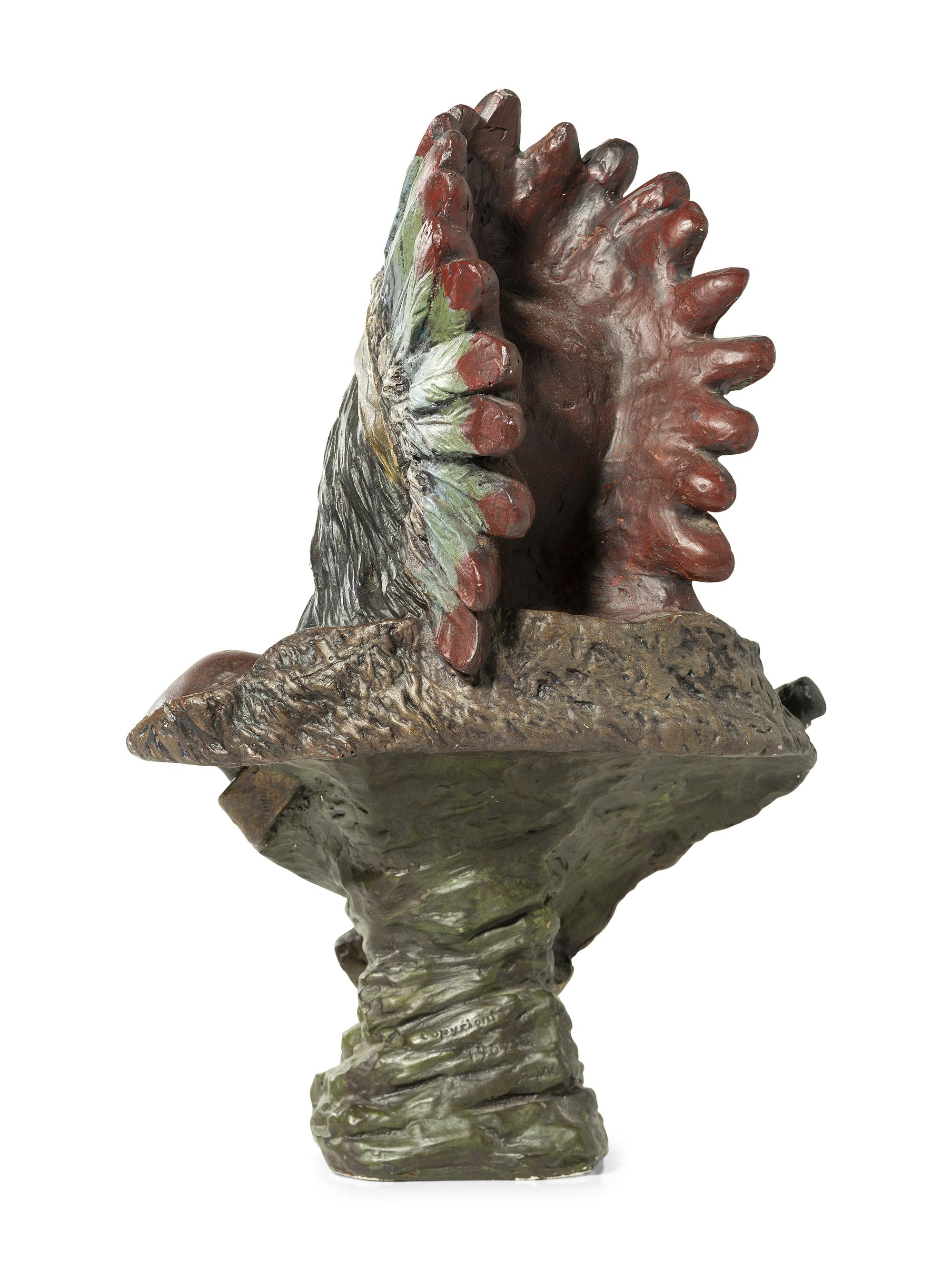 A Painted Plaster Bust of Native American
