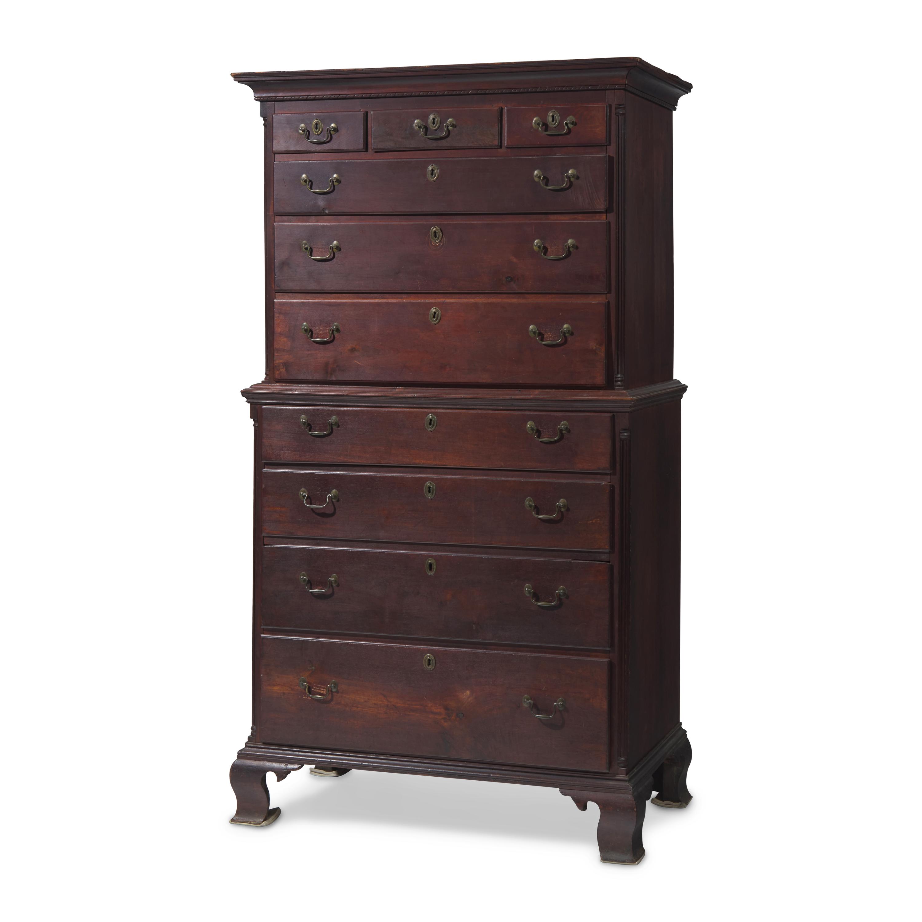 A Chippendale Figured Walnut Chest-on-Chest