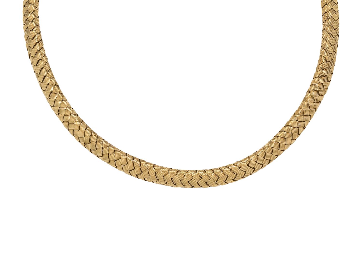 YELLOW GOLD MESH COLLAR NECKLACE