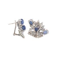 STAR SAPPHIRE AND DIAMOND EARCLIPS