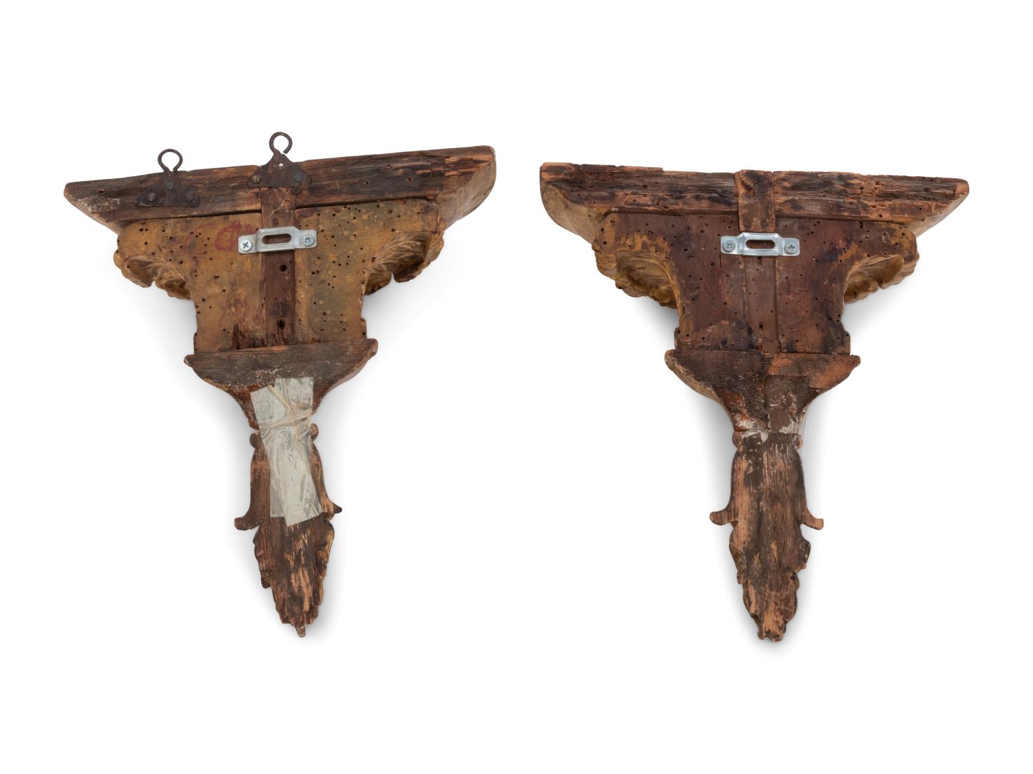 A Pair of Continental Giltwood Wall Brackets