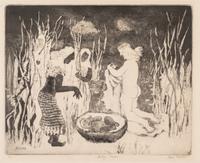 Clara Mairs, (American, 1878-1963), A group of three works:Baby Moses, Cow Farm, and Shadrack, Meshack, Abednego