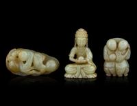 Three Chinese Jade Figural-Form Carvings