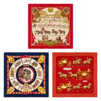 Hermès, Three Silk Scarves 90