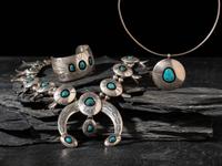 Navajo Silver and Shadow Box Set Turquoise Jewelry