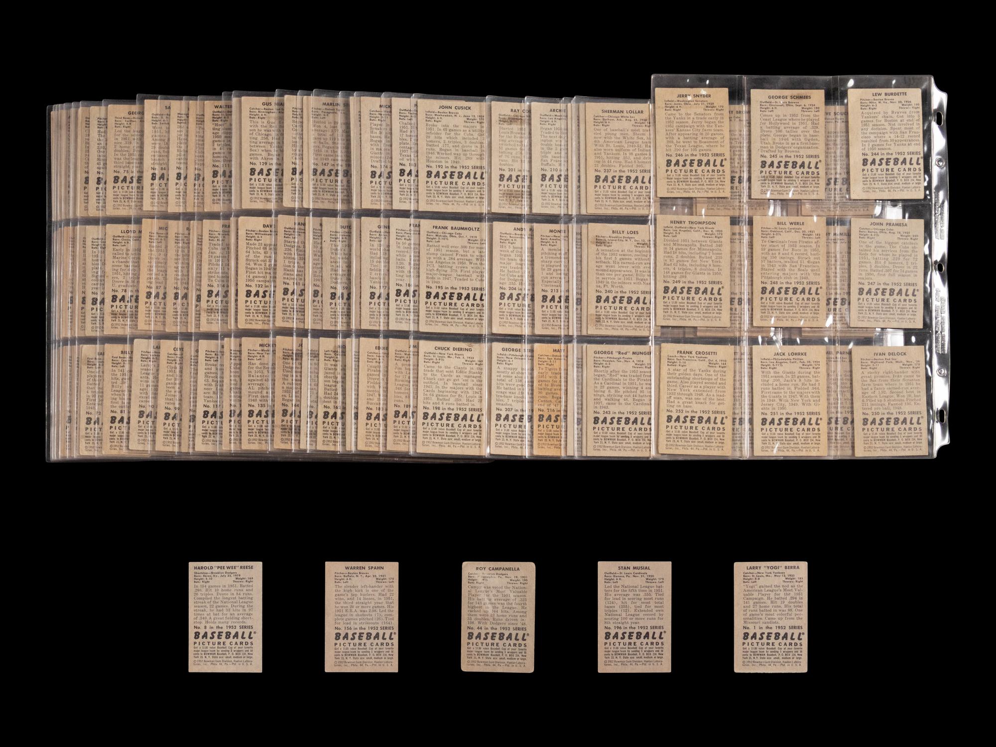 A Near Set of 1952 Bowman Baseball Cards (250/252)