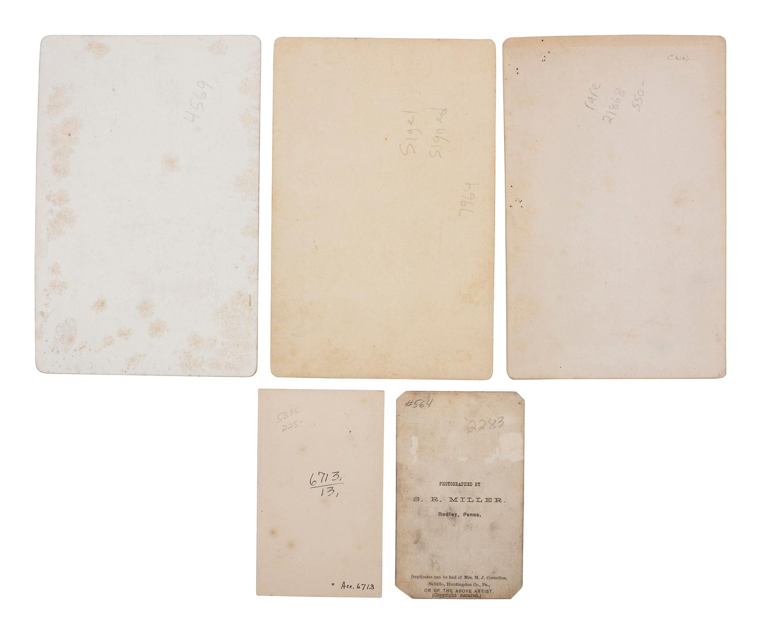 [CIVIL WAR]. A group of 5 photographs, highlighted by signed cabinet card of Major General Franz Sigel.