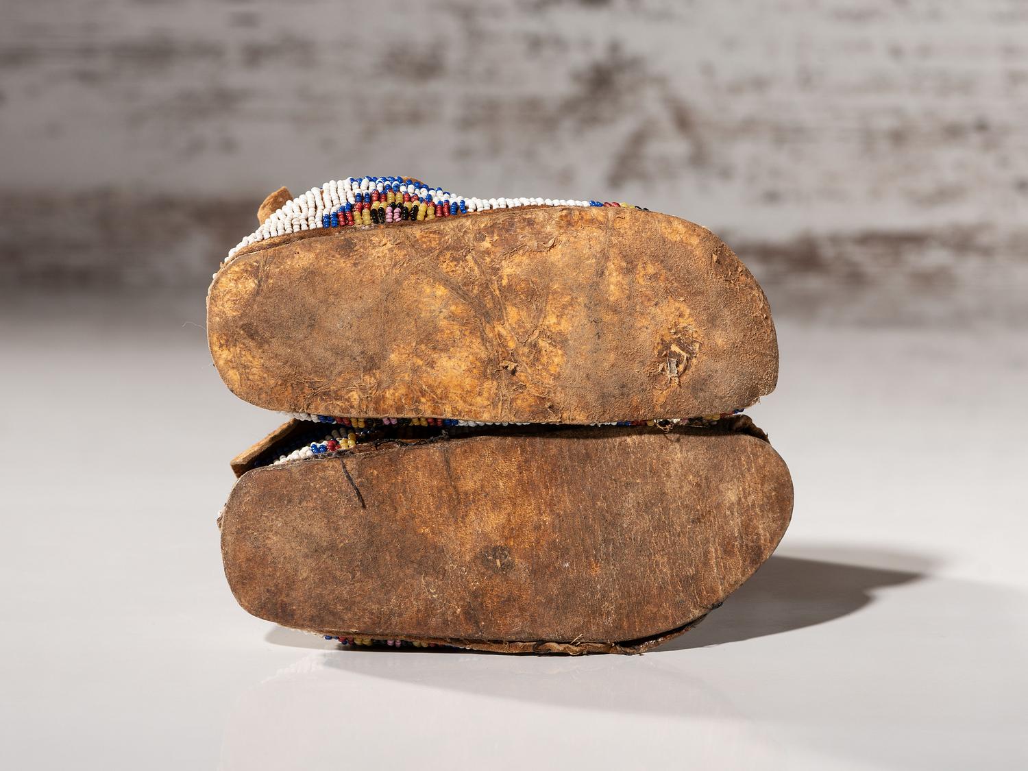 Cheyenne Child’s Beaded Hide Moccasins